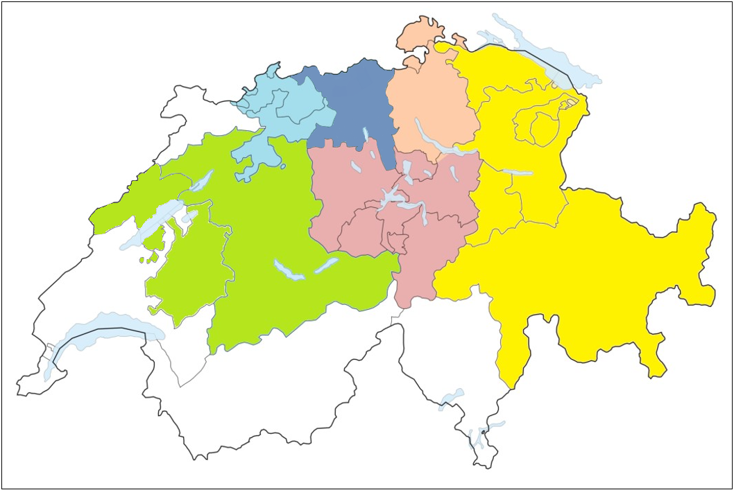 Schweizkarte mit eingefärbten Regionen wo Profil Beratungen anbietet.